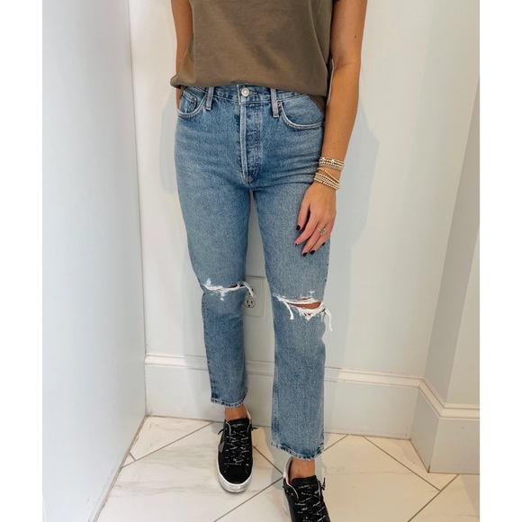 AGOLDE Riley High Rise Straight Crop in Escalate - Picture 2 of 4